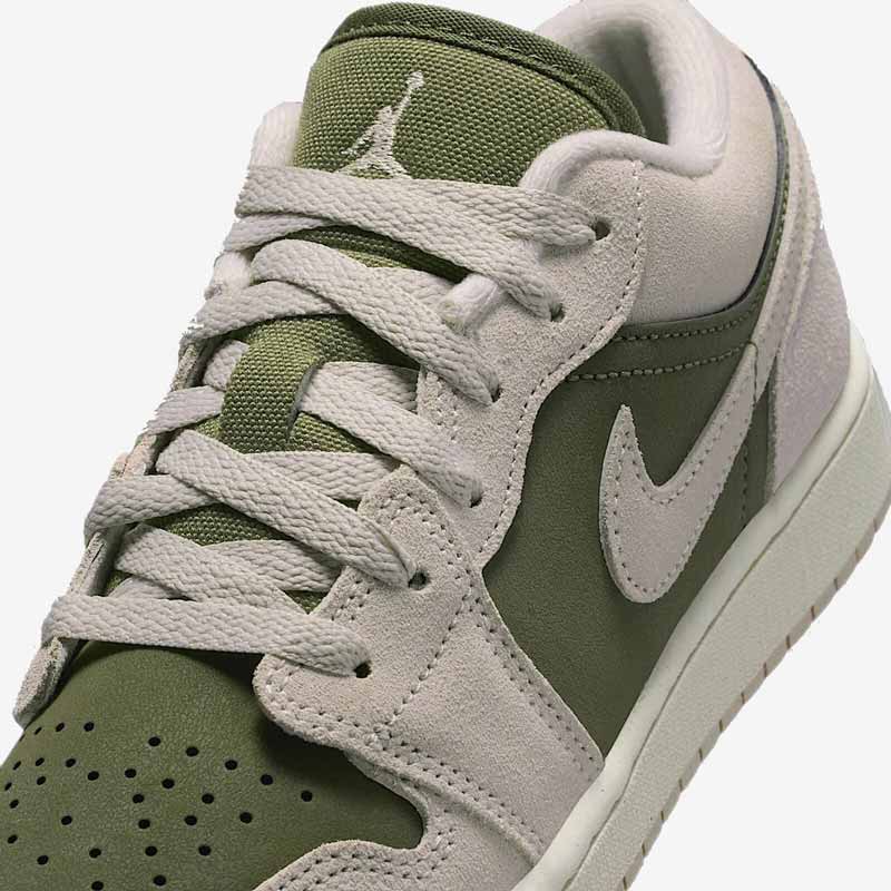 Кросівки Air Jordan 1 Low SE GS Medium Olive Sail HV4396-201 6 Кросівки Air Jordan 1 Low SE GS "Medium Olive Sail" HV4396-201
